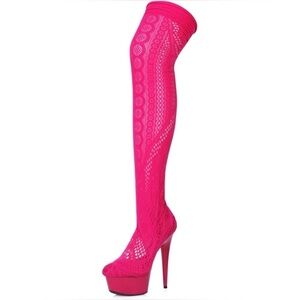 🦋B2G1🦋ELLIE SHOES 6" FUCHSIA Stiletto Stocking Thigh High Boot | 609-MEI |